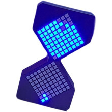 (Black and Blue) 1-30 Minutes Hourglass Desk Clock with 128 LED Beads and Dynamic Flows Cubes Timer