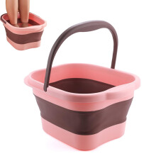 Foldable Foot Spa with Massager, Portable Pedicure Soak Basin for Women and Men Pink and Purple