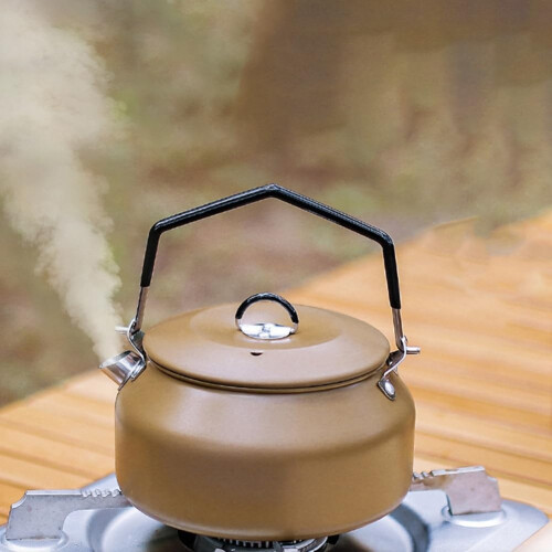 1L Portable Kettle Camping Stovetop Teapot With Folding Handle Black 1