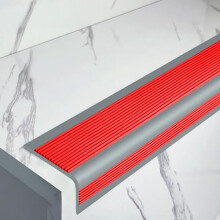 Stair Edge Trim Non Slip Nosing with Self Adhesive PVC for Indoor Outdoor Steps Safety Red
