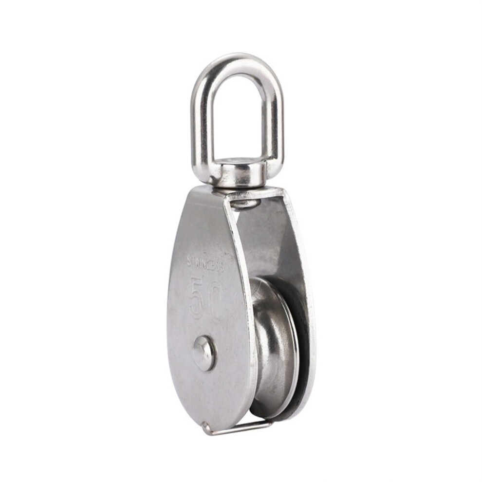 Single Swivel Pulley Block M50 Snatch Block 304 Stainless Steel Heavy Duty Swivel Hook 882 Lbs Load Lifting Crane 9189345331411