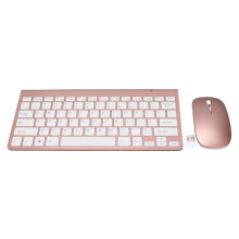 Ergonomische draadloze toetsenbord- en muiscombinatie, roségouden schaarmechanisme toetsen, stil en tactiel, slank en draagbaar voor Windows, Mac,