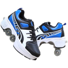Inline Skate 2In1 MultiPurpose Shoes, Deformation Roller/Quad Skating, Outdoor Sports, Model G41, Adults Children