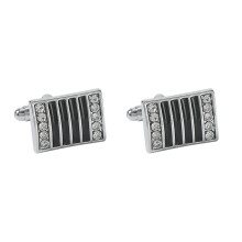 Men's Shirt Cufflinks Men's Alloy Rectangle with Zirconia Shirt Cufflinks Silver Style 1