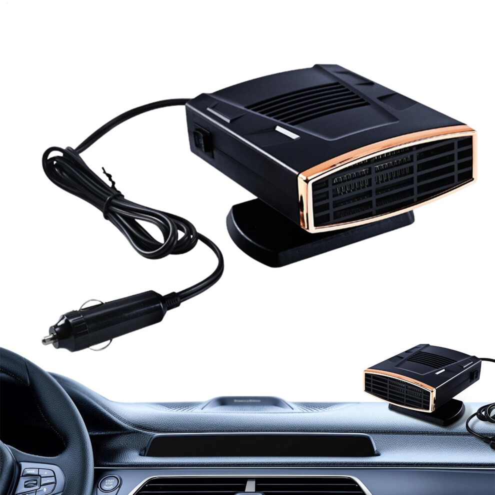 12V Car Heater And Defroster Fan With Fast Heating, Dual Temp Modes, 360 Rotatable Base For Suvs Gold 9189345331756
