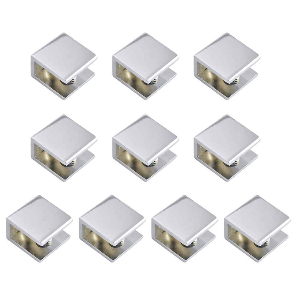 10Pcs Rust Resistant Metal Glass Clamps Modern Square Design For Shelving And Partitions 9426802602258