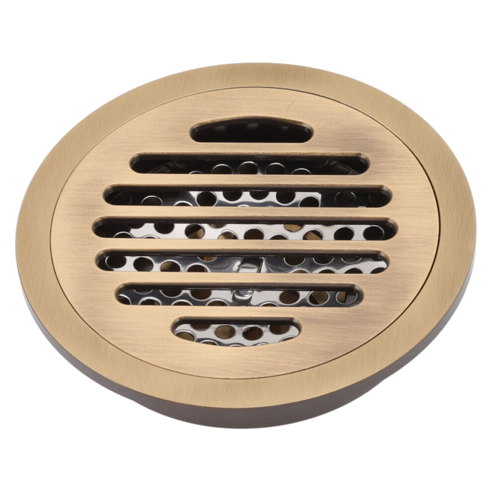 Vintage Round Floor Drain 4-Inch Wearproof Shower Drain For Bathroom & Garage 5021373285165