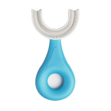 (As show, Blue) Kids U-Shaped Toothbrush ,Food Grade Soft Silicone Brush Head, 360 Oral Teeth Cleaning Design compatible with Toddlers and Children