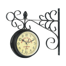 Wall Clock Outdoor Garden DoubleSided, Retro Metal Silent BatteryOperated Hanging Clock For Indoor And Outdoor, 5Inch