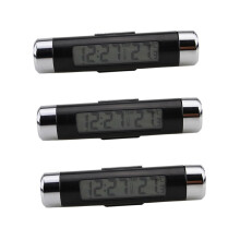 3 Pieces 2in1 Men's Watches Digital Thermometer Car Clock Time Thermometer K01 Black x 3pcs