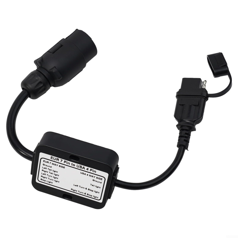 7Pin Round To 4Pin Flat Trailer Converter Adapter, European Vehicle Connector For Caravans, Boats, Trailers, Bike Racks. Light 9382693651624