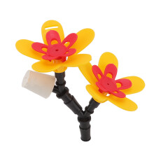 DIY-Kunststoff-Silberkolibri-Futterspender-Set für den Garten, 1 Flasche, doppelte Blumen