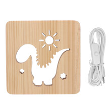 Veilleuse LED en bois sculpté avec motif ajouré, lampe de nuit 3D en bois, alimentation USB, lumière blanche douce, lampe de décoration pour