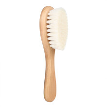 Spazzola per capelli sicura per neonati con manico ergonomico in legno, setole naturali di capra delicate e districanti, ideale per neonati e bambini