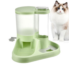 Dog Food and Water Bowl 2In1 Automatic Pet Feeder Kit, Large Opening, Green, For Cats, Dogs, and Other Animals