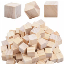 Houten knutselblokken van natuurlijk hout, houten kubussen voor creatieve doe-het-zelfprojecten. Hoogwaardig massief grenenhout, onbewerkt hout.
