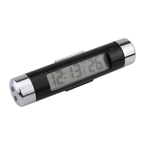 Car LCD Digital Display Electronic Clock, Car Air Vent Thermometer Mini Clock