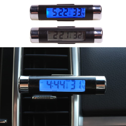 Car LCD Digital Display Electronic Clock, Car Air Vent Thermometer Mini Clock 1