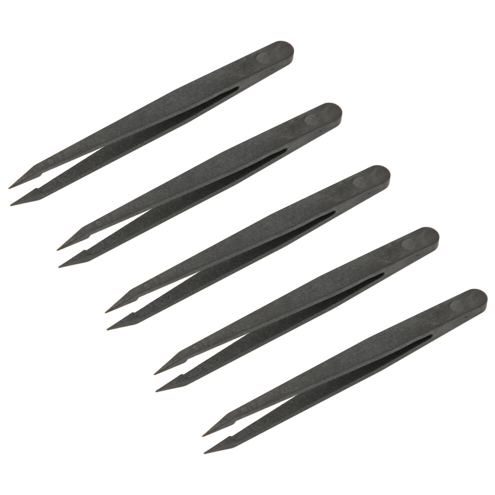 Black 10Pcs Plastic Anti Static Tweezer Fine Workmanship For Electronics