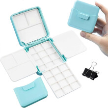 Aquarelpaletset, 24 kleine lege verfdoosjes met opvouwbare paletten, waterreservoir