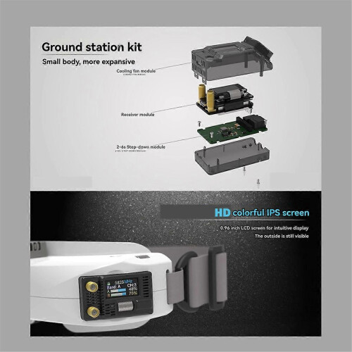 Screen receiver for SteadyView X 5.8 GHz IPS module, FPV goggles, receiver range, control sensitivity, motor 1