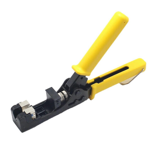 Crimping tool for RJ45 network cable modules with hook and wire cutter 1