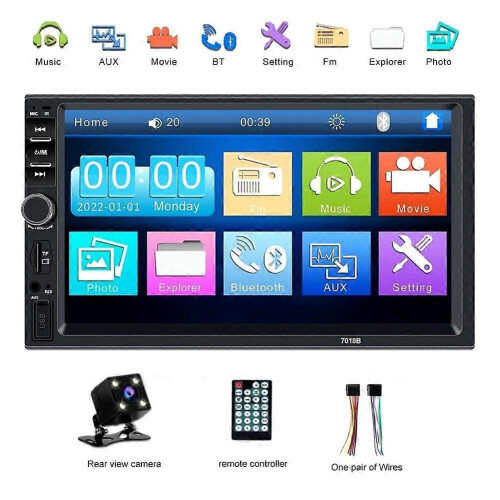 2 DIN 7-inch car radio with touchscreen and Bluetooth functionality 1