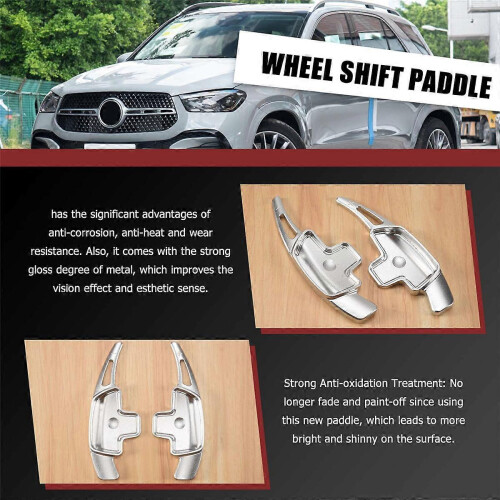 Silver aluminum alloy shift paddle extension for Mercedes C-Class, CLA, E-Class, G-Class, GLA, GLC, GLS 1