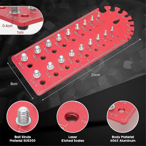 Portable thread gauge set for nuts and bolts 1