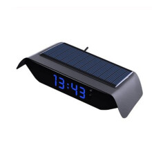 Car Solar Clock, Luminous Clock with Date/Time/Temperature Display, USB Charging