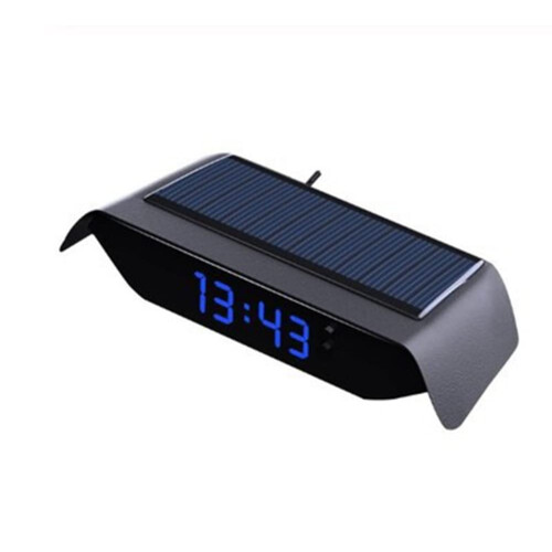 Car Solar Clock, Luminous Clock with Date/Time/Temperature Display, USB Charging