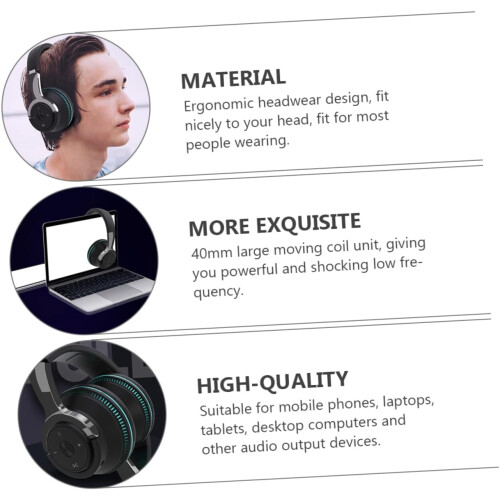 Wireless Gaming Headset For PC Laptop Phone OverEar Foldable Comfortable With Microphone 2