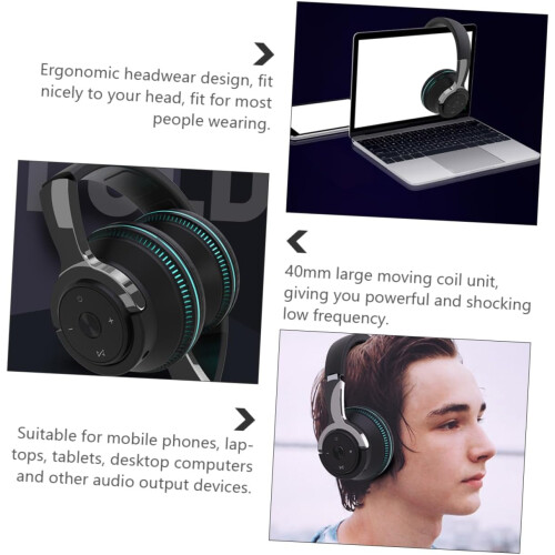 Wireless Gaming Headset For PC Laptop Phone OverEar Foldable Comfortable With Microphone 1