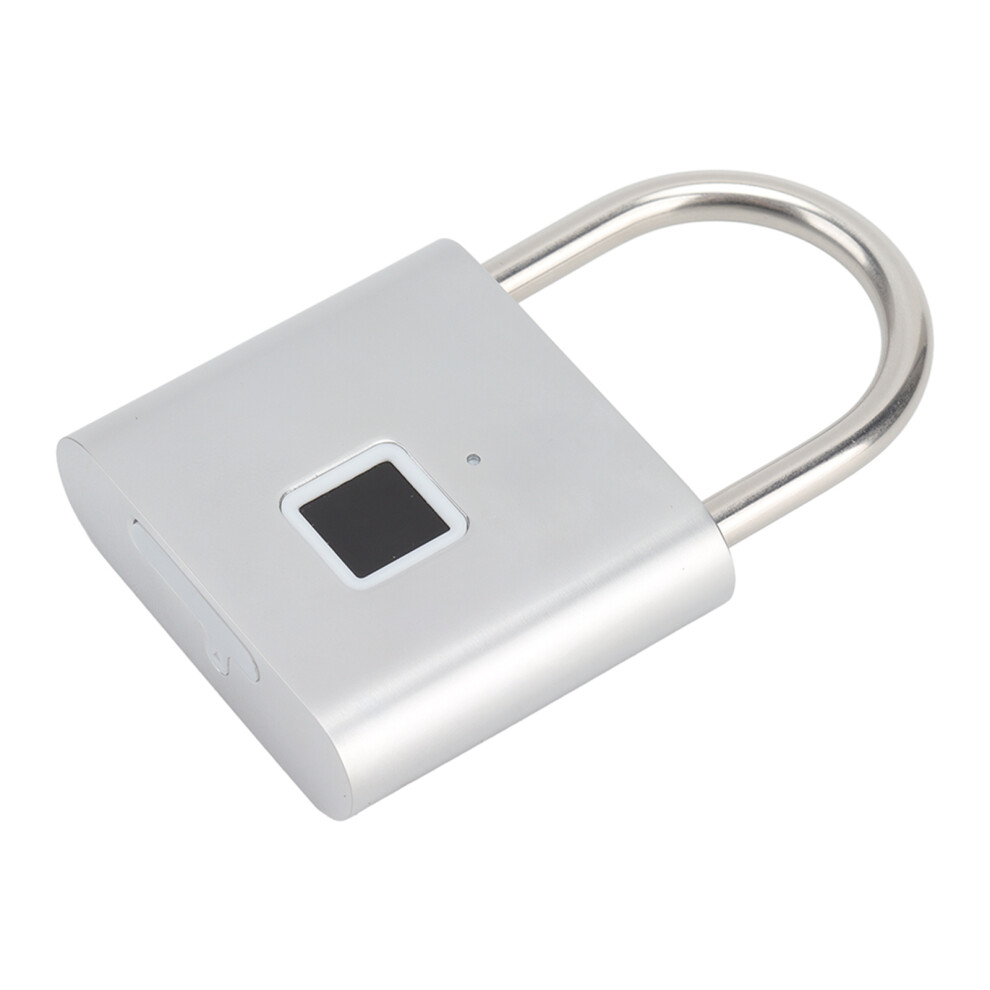 Waterproof Fingerprint Padlock 0.5S Unlock Usb Rechargeable Silver 8791381710108