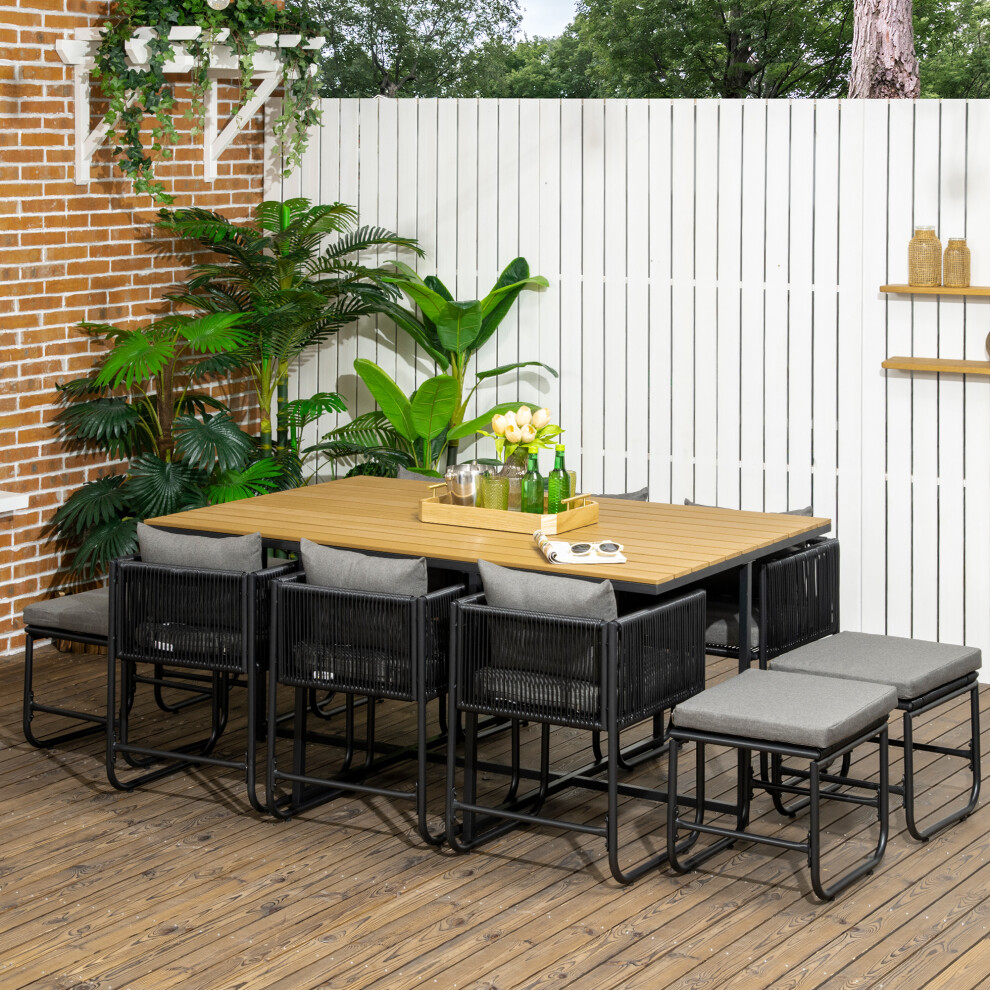 Outsunny Rattan Dining Set, Garden Table & Chair Sets W/ Space-Saving Design