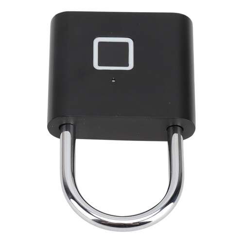 Waterproof Thumbprint Padlock 0.5s Unlock Black Holds 10 Prints USB 2