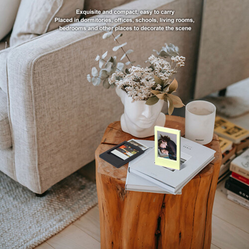 Rectangular Yellow Plastic Photo Frame for Instax Mini 3in Photos on Desktop 2