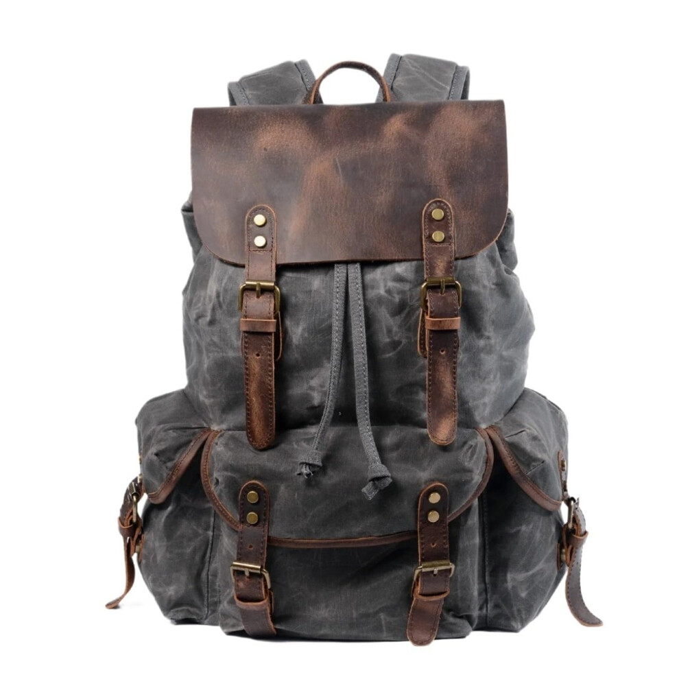 Multipurpose Waxed Canvas Waterproof Slr Camera Backpack Independent Detachable Camera Compartment, Liner Bag Gray 9347817165807