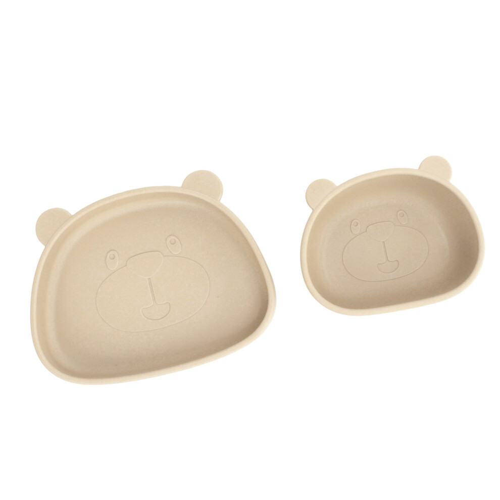 Panda Inspired Baby Suction Plate Silicone Kid Bowl Extra Strong Suction Beige