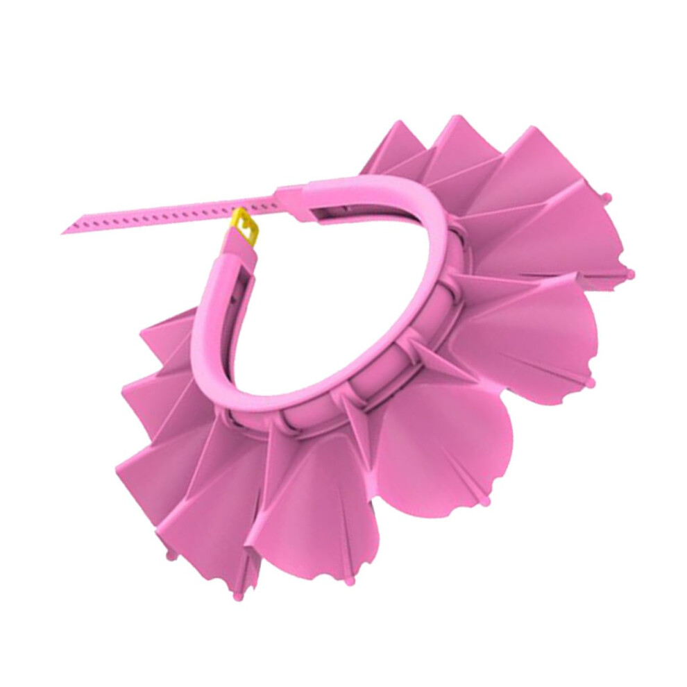 Adjustable Shower Cap For Boys, Silicone Shampoo Shield, Ear Protection, Lightweight Bath Hat, Quickdrain Slots Pink