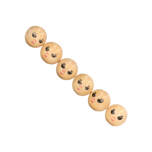 DIY Wooden Smiley Face Beads - 30pcs for Creative Craft Projects