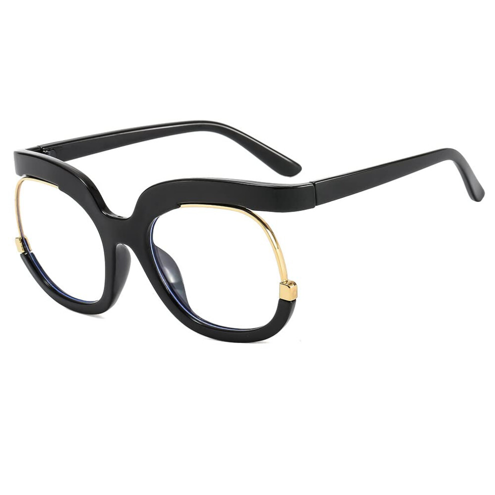 Retro Round Reading Glasses for Women Vintage Oversized Clear Frame AntiBlue Eyeglasses
