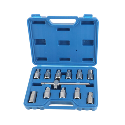 12 Pcs Steel Drain Plug Key Socket Set for Engine, Gearbox & Axle 1