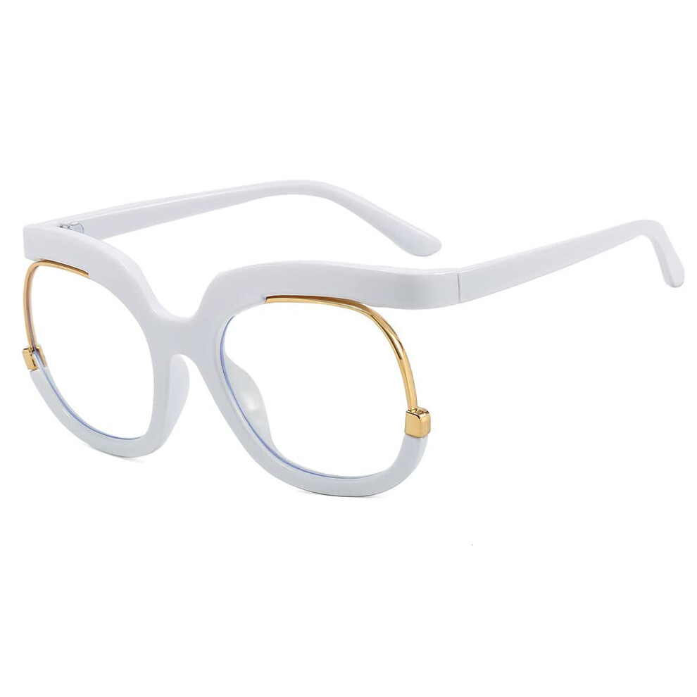 Vintage Round Glasses for Women Oversized Clear Frame AntiBlue Light Computer Eyeglasses