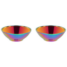 2X Round Noodle Food Bowl Double Layer Anti-Scalding Tableware for Hot Pot Sauce Soup Rice  Ramen Bowl Rainbow No.0