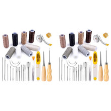 58 Pieces Leather Sewing Kit, Leather Sewing Upholstery Repair Kit with 8 Colors Sewing Thread, for Leather Sewing