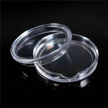 30 Pzs Caja de Monedas de Plastico Transparente Redonda Pequena 23mm