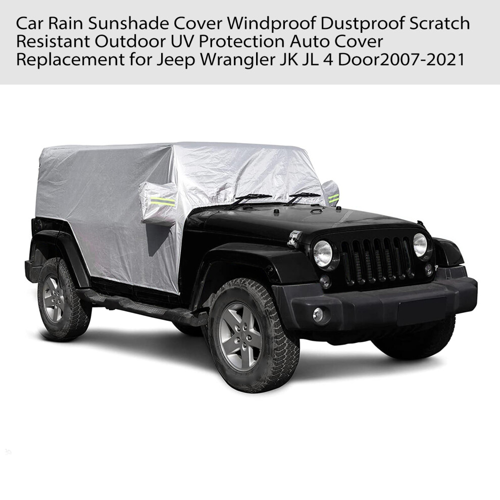 Car Cover For Jk Jl 4-Door 2007-2021 Windproof Uv Protective Silver 4961373307881