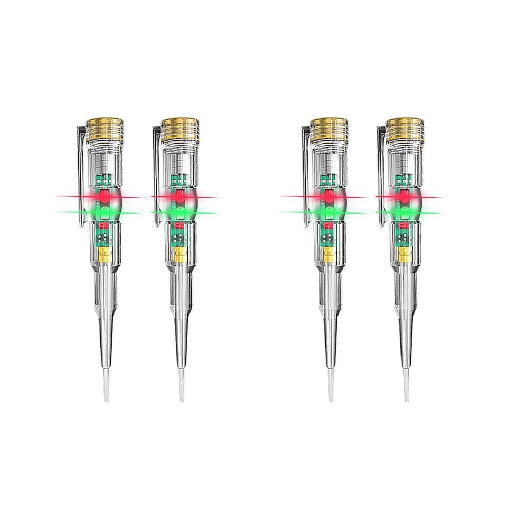 4Pcs 24-250V Electrician Circuit Tester Pen,Responsive Electrical Tester Pen,With Led Indicator Light Waterproof 6133033102541
