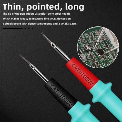 2X Multimeter Test Leads Silicone  1000V 20A Needle-Tip Probe Tester Multimeter Cable 1